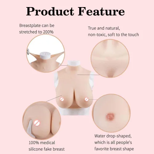 Vista 6 de Formas de pechos de talla grande, pechera de silicona B-S Cup Fake Boobs para travestis, transgénero, drag queen cosplay