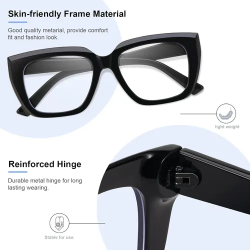 Vista 3 de Square Blue Light Blocking Glasses for Women Men Retro Style Computer TV Eyeglasses