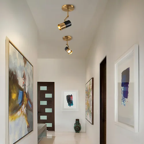 Vista 3 de Foco de Techo Moderno, Luces Spot GU10 para Interiores con Pivote de 350°, Paquete de 2 Focos Direccionales Ajustables para Interiores, Luz de Negro