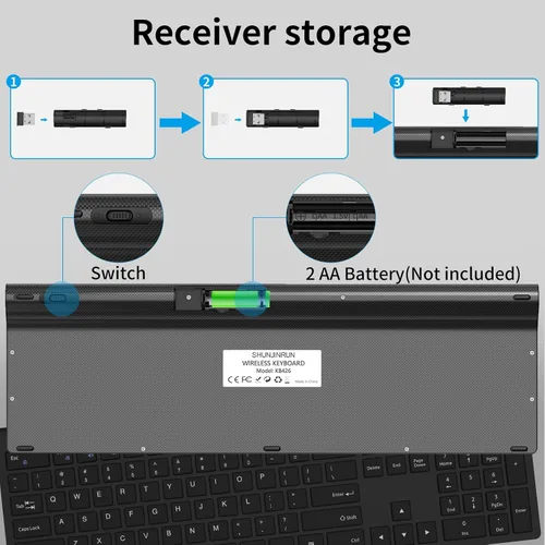 Vista 7 de Teclado inalámbrico, 2.4G USB delgado silencioso sin cables para Windows Chrome Laptop Computadora PC Escritorio Notebook Chromebook, 12 teclas