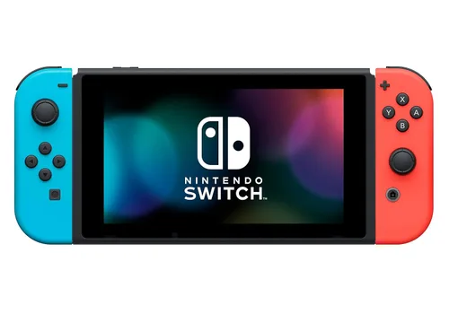Vista 3 de Nintendo Switch V2 Game Console - Black HAC-001-01 w OEM BlueRed Joycon Renewed