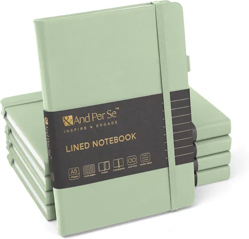 Vista 30 de ⩓ Per Se Cuaderno de Diario con Líneas (3 Paquetes), 160 Páginas Papel Grueso 100GSM, A5 Tapa Dura Cuadernos con Rayas Universitarias para Escribir