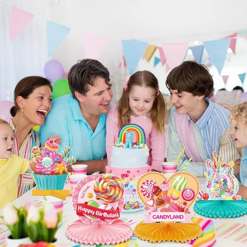 Vista 6 de 10 Pcs Candy Party Decorations Candyland Table Decor Welcome to Candyland