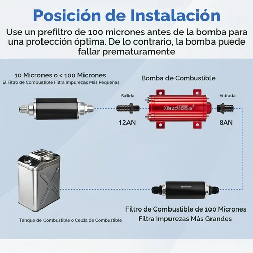 Vista 7 de Bomba de combustible CarBole de alto rendimiento 12V 300LPH caudal Bomba de transferencia de combustible universal en línea externa con cable
