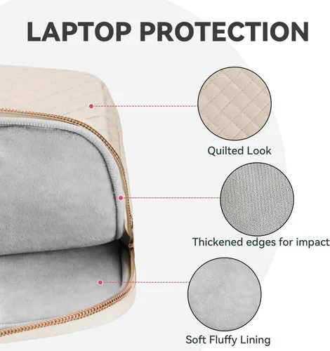 Vista 7 de Funda para laptop para mujeres y hombres, bolsa de mensajero, 14 Beige