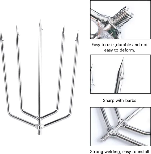 Vista 4 de Goture Pescado Lanza Rana Lanza Púas Acero Inoxidable Púas Pesca Arpón Pesca Gig Gaff Tenedor Gancho Tornillo para Rana y Peces Lanza Tenedor