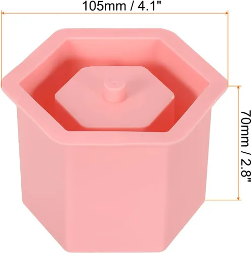 Vista 2 de PATIKIL Molde de silicona para maceta, molde hexagonal para macetas de flores, molde para suculentas, soporte para velas para decoración