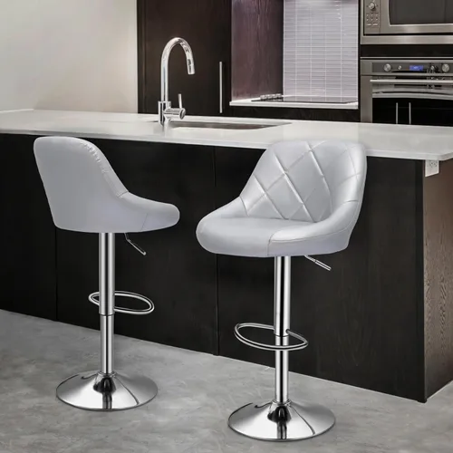 Vista 2 de MoNiBloom Taburete para encimera de cocina, Taburetes de bar giratorios ajustables en altura, Taburetes de barra de mostrador de cocina de cuero PU