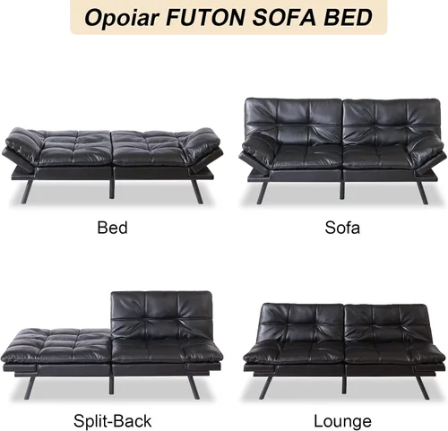 Vista 8 de Opoiar 267PU-BK Sofá cama, negro-1