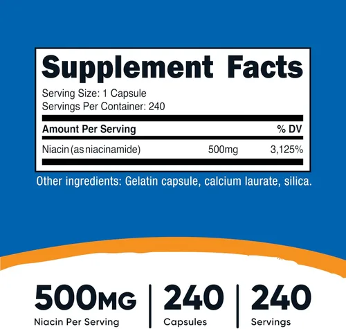 Vista 2 de Nutricost Niacinamida (vitamina B3) 500 mg, 240 cápsulas, sin OMG, sin gluten, sin enjuague vitamina B3