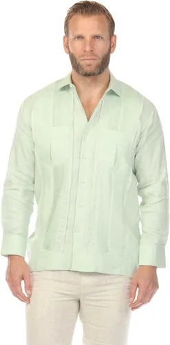 Vista 11 de Mojito Collection Camisa guayabera de dos bolsillos 100% lino para hombre con múltiples pliegues