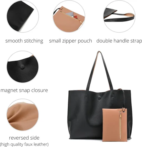 Vista 5 de Scarleton Leather Tote Bag for Women, Womens Purses and Handbags, Reversible Tote Bags for Women, Purses for Women, H1842