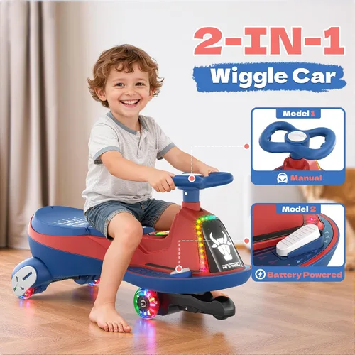 Vista 4 de ANPABO - Coche eléctrico de 6 V 7 AH para niños, 2 plazas, motor de 75 W Azul