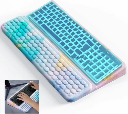 Vista 8 de Soporte de teclado para escritorio, reposamuñecas para teclados, soporte ergonómico para teclados para trabajar fácilmente, almohadilla de muñeca