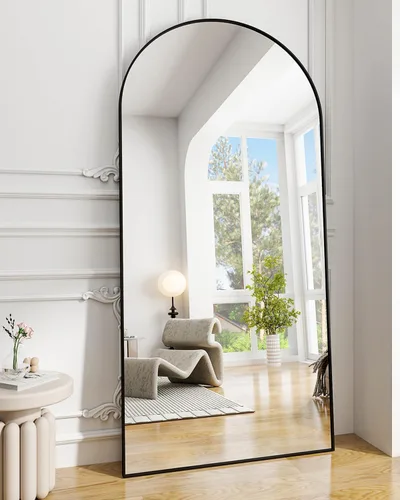 Vista 19 de BEAUTYPEAK Espejo de longitud de arco de 71 x 30 pulgadas con soporte Negro