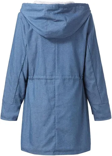 Vista 5 de chouyatou Abrigo largo de invierno con capucha y forro polar Sherpa para mujer