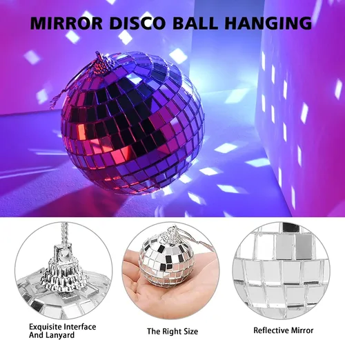 Vista 4 de 30 bolas de discoteca – Adornos de bola de discoteca con espejo colgante, decoración de fiesta de discoteca para despedida de soltera temática