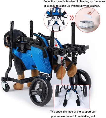 Vista 5 de Silla de ruedas para perros para patas traseras, silla de ruedas ajustable para perro, ayuda a las mascotas con extremidades traseras paralizadas