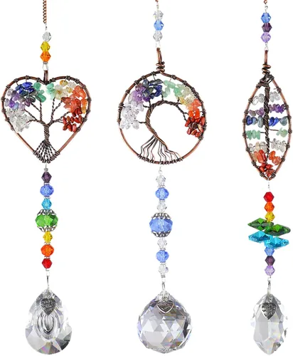 Vista 7 de Atrapasoles azul colgante luz sombra jardín decoración campanillas de viento de cristal arco iris jardín colección sol bola cristal cortina