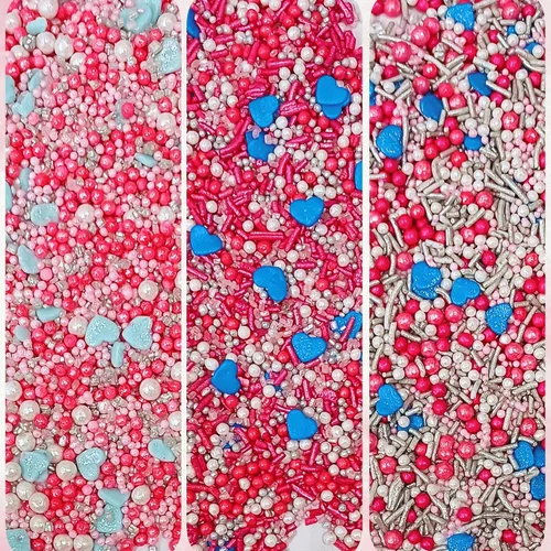 Vista 8 de Confect Mezcla de Chispitas de Corazón de Perlas Azules, Rosas y Blancas – Decoraciones Comestibles para Repostería para Pasteles, Cupcakes