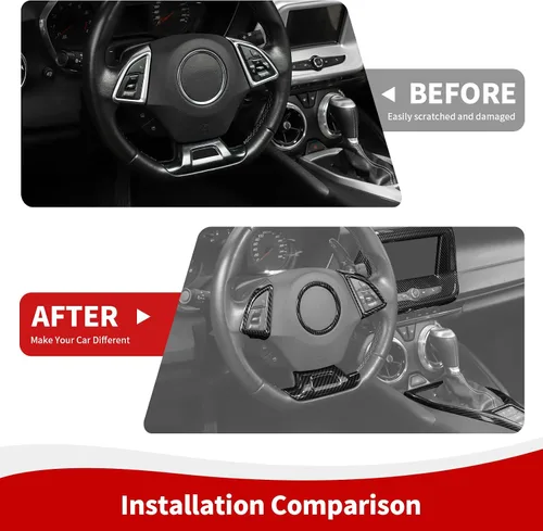 Vista 5 de RAZPOY Kit de molduras interiores para Camaro, 6 piezas de panel de cambio de marchas, pantalla de navegación, cubierta de radio compatible