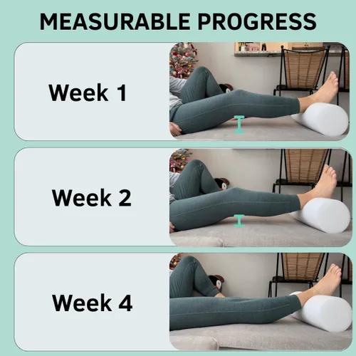 Vista 7 de KneEXT - Rollo de espuma para talón Ayuda de recuperación de reemplazo de rodilla poscirugía Cuña de doble función para extensión terminal