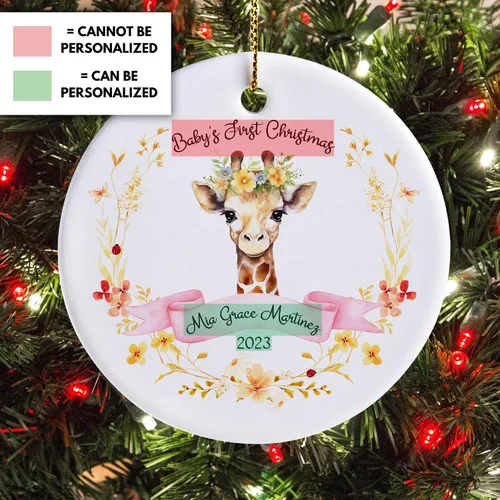 Vista 2 de Adorno personalizado para la primera Navidad del bebé 2023 para niña, adornos personalizados de la primera Navidad del bebé, regalos para bebé