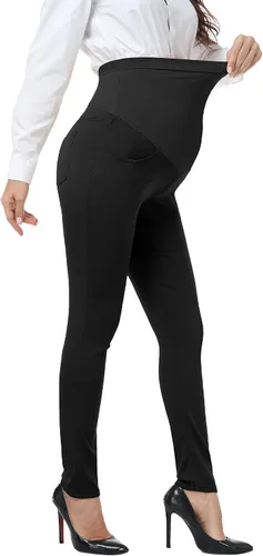 Vista 3 de PACBREEZE Women's Maternity Work Pants Stretchy High Waist Skinny Leg Pregnancy Business Casual Dress Pants