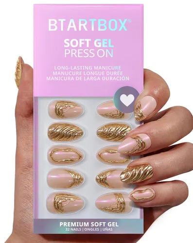 Vista 33 de BTArtbox - Uñas a presión, color crema de vainilla, cuadrado corto, melocotón degradado, 32 unidades 2+ Weeks Wear, Salon-Quality Natural Nails