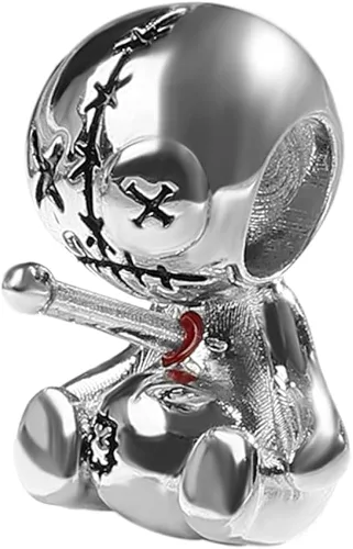 Vista 7 de GNOCE Dije de muñeca Voodoo de plata de ley 925 con dije de cuentas para mujer pulseracollar regalos de Halloween para niñas esposa hija Plata
