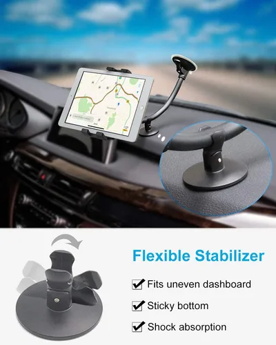 Vista 6 de Soporte para tablet para parabrisas de automóvil, ventana de coche/camión, con ventosa de brazo largo, compatible con iPad Pro/Air/Mini, Galaxy
