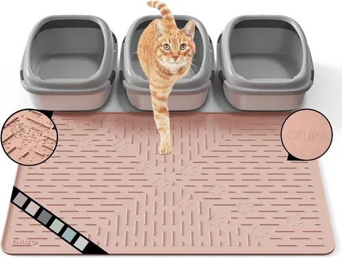 Vista 29 de OHMO Alfombrilla Grande para Arena de Gatos Alfombrilla de Captura Premium Goma de Silicona 31.5 x 23.6 pulgadas Gris Ceniza, Alfombrilla para Caja