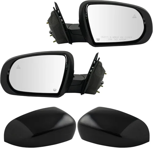 Vista 24 de TRQ Conjunto de 2 piezas de espejo lateral para conductor y pasajero, ajuste eléctrico, sin calefacción, sin memoria, color negro, compatible