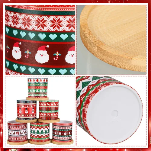 Vista 3 de Tioncy 6 macetas de Navidad de 3.15 pulgadas, suéter feo de Navidad, macetas de plástico para suculentas con drenaje y bandeja para plantas
