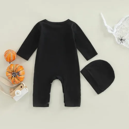 Vista 7 de MAYUMMPY Ropa de Halloween unisex para bebé recién nacido, mameluco de calabaza murciélago