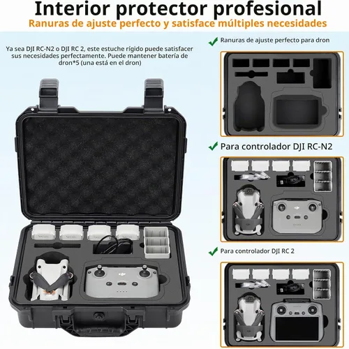 Vista 4 de Funda rígida para DJI Mini 4 Pro, funda de transporte impermeable con correa para todos los accesorios DJI Mini 4 Pro Fly More Combo Drone