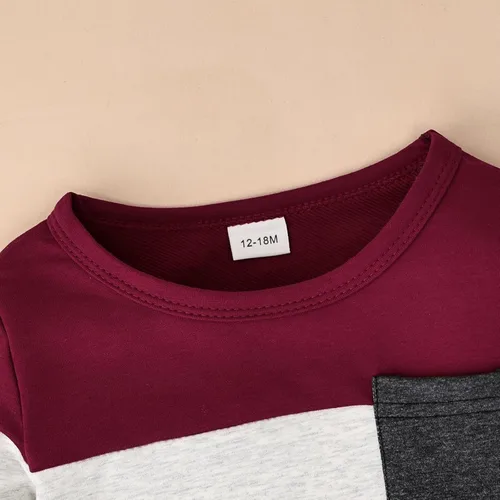 Vista 22 de Ropa de otoño e invierno para bebé, trajes de niño pequeño, sudadera de manga larga, sudadera de retazos y pantalones, 2 piezas, 12 meses a 5 años
