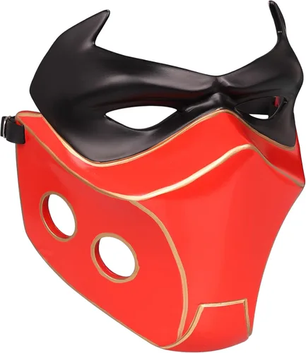 Vista 3 de Máscara de capucha roja de resina de lujo para Halloween Cosplay máscara coleccionable