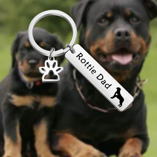 Vista 7 de LQRI Rottweiler Rottie Mom Rottie Dad Kechain Set de joyería para perros y mascotas, regalo Rottie para Rottweiler Rottie Mamá Papá, Metal, Acero