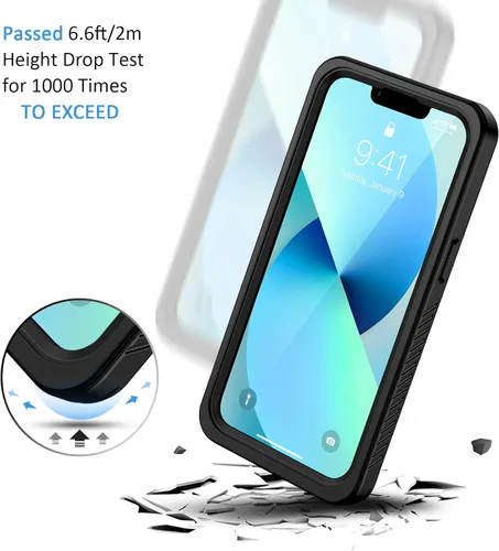 Vista 5 de Lanhiem Funda para iPhone 13 Mini, IP68, impermeable, a prueba de polvo, a prueba de golpes, con protector de pantalla integrado, cuerpo completo