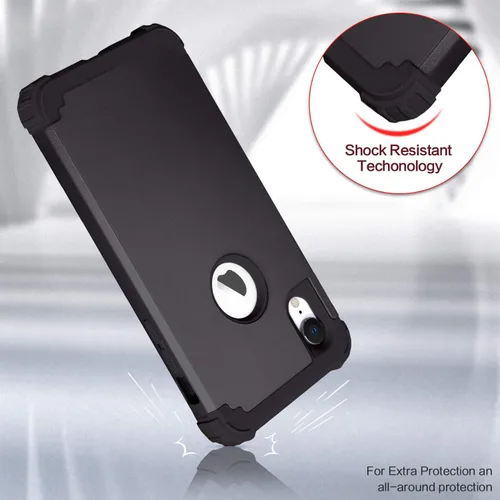 Vista 6 de IDweel Funda para iPhone XR, funda para iPhone XR con protector de pantalla de vidrio templado, 3 en 1, a prueba de golpes, delgada, híbrida, Negro