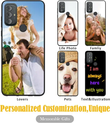 Vista 2 de Funda personalizada para Motorola Moto G Play 2023 con nombre de foto y texto – Funda suave y fina para Moto GPlay 2023 (negra) de 6.5 pulgadas
