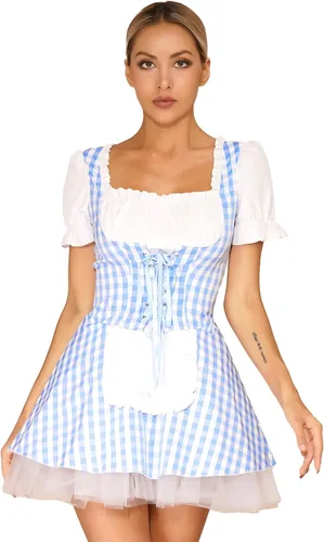 Vista 3 de MSemis Disfraz de sirvienta francesa para mujer, disfraz de uniforme de anime, cosplay, ropa de club