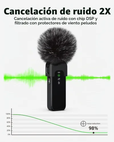 Vista 2 de Rythflo Micrófono Lavalier inalámbrico para iPhone 17/16/15 y Android Negro carbón