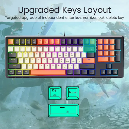Vista 7 de RisoPhy Gasket - Teclado mecánico programable de 93 teclas con retroiluminación RGB, interruptor rojo intercambiable en caliente, teclado