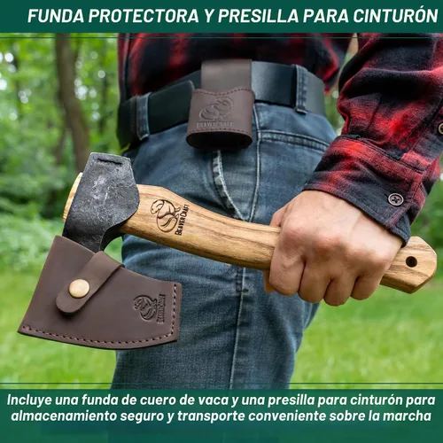 Vista 5 de Hacha de Bushcraft BeaverCraft AX6 para Talla de Madera - Hachas y Ejes de Camping Forjados - Hacha de Corte de Madera, Ejes de Jardinería Manual