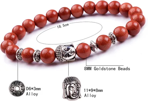 Vista 3 de Joya brazalete con gemas redondas de 8 mm, brazalete para los chacras, regalo de cumpleaños