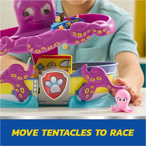 Vista 5 de PAW Patrol Pup Squad Pultopus Rescue Playset con vehículo de juguete Chase