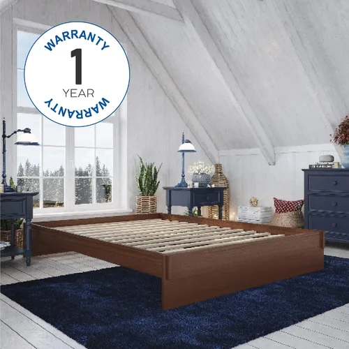 Vista 8 de Decoro Liberty - Cama de plataforma de madera, acabado de nogal, tamaño Queen