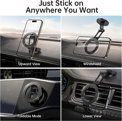 Vista 2 de SYNCWIRE Compatible con soporte MagSafe para automóvil, soporte magnético para teléfono para tablero de automóvil, [flexible de tres ejes] rotación
